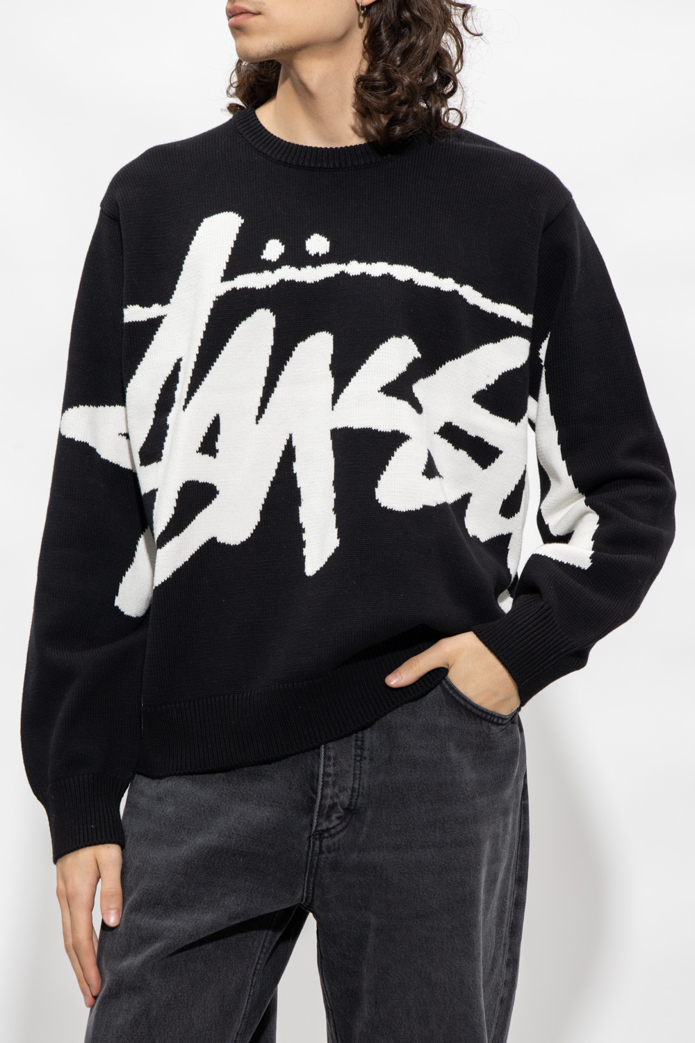 Black Sweater with logo Stussy - Vitkac Canada